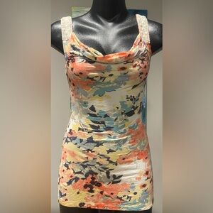 Candie's Floral Multicolor Tank Top, Size Small
